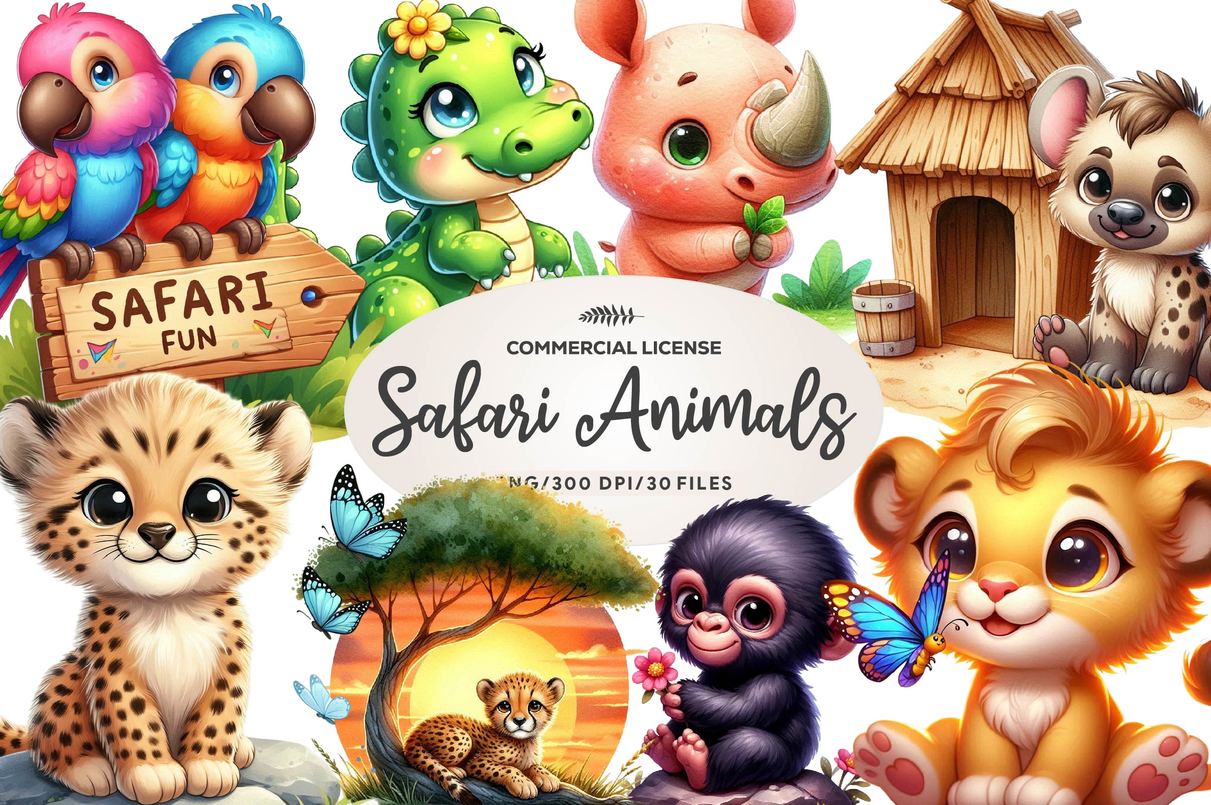 Cute Safari Animals Clipart Bundle - CraftNest - Digital Crafting and Art