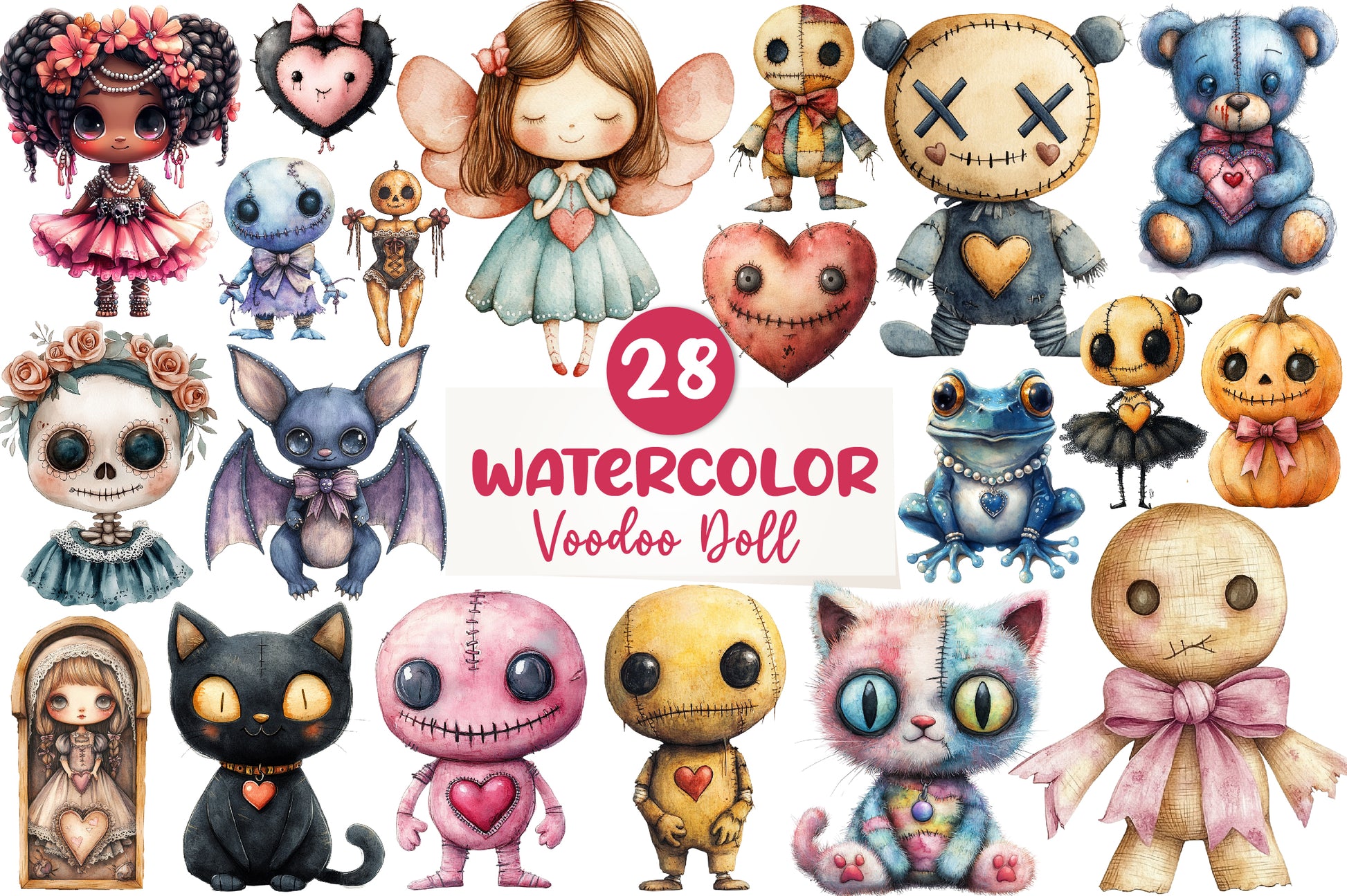 Coquette Halloween Voodoo Doll Clipart Bundle - CraftNest - Digital Crafting and Art