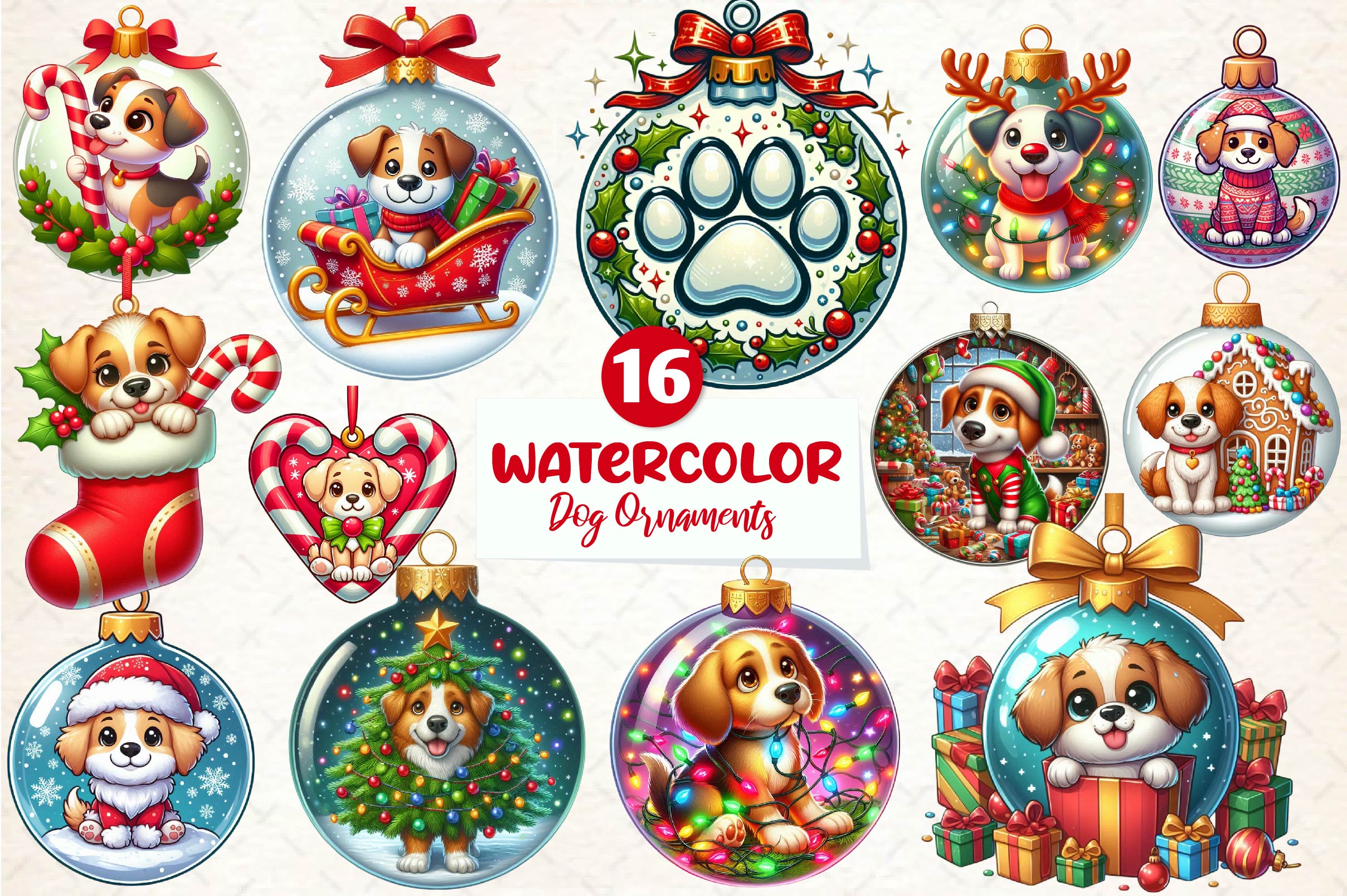 Christmas Dog Ornaments Clipart Bundle - CraftNest - Digital Crafting and Art
