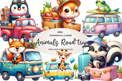 Animals Road Trip Clipart Bundle - CraftNest - Digital Crafting and Art