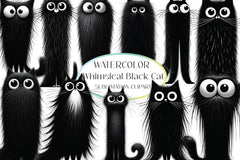 Whimsical Black Cat Clipart Bundle 3 - CraftNest - Digital Crafting and Art