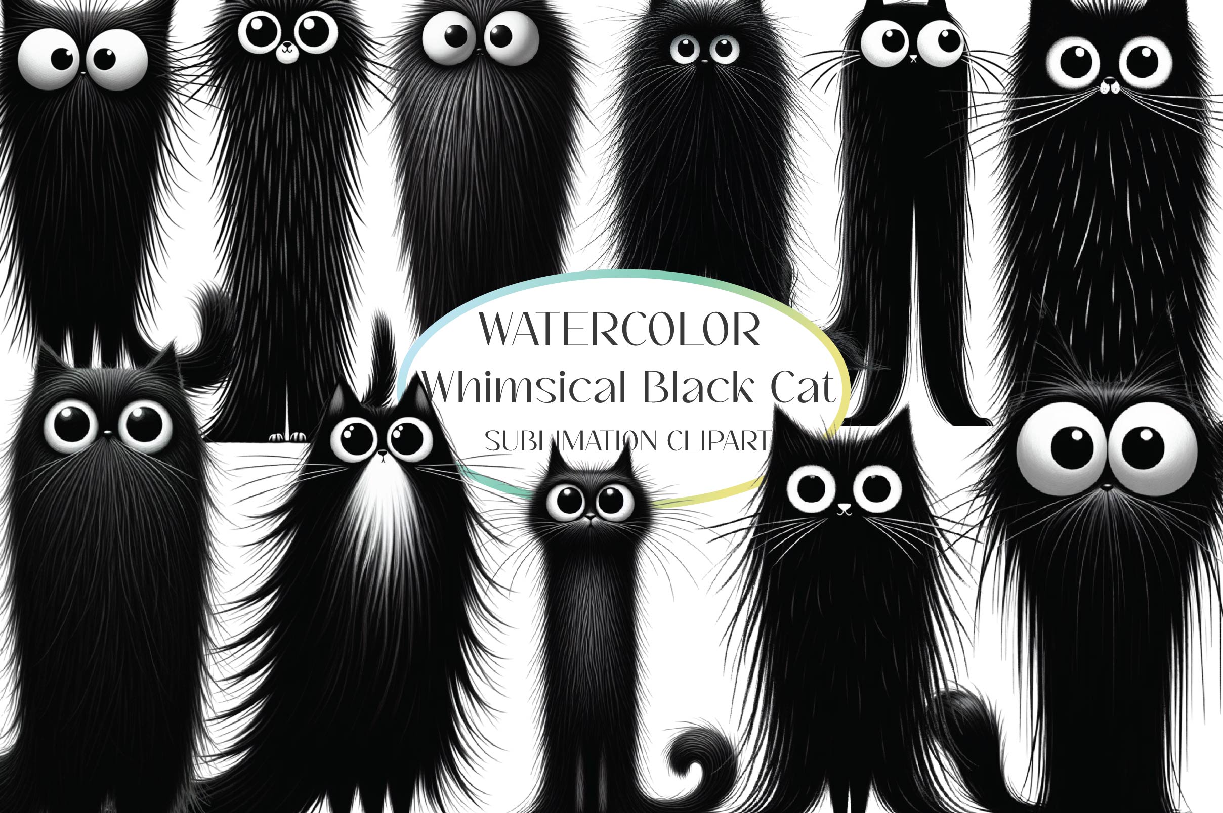 Whimsical Black Cat Clipart Bundle 3 - CraftNest - Digital Crafting and Art