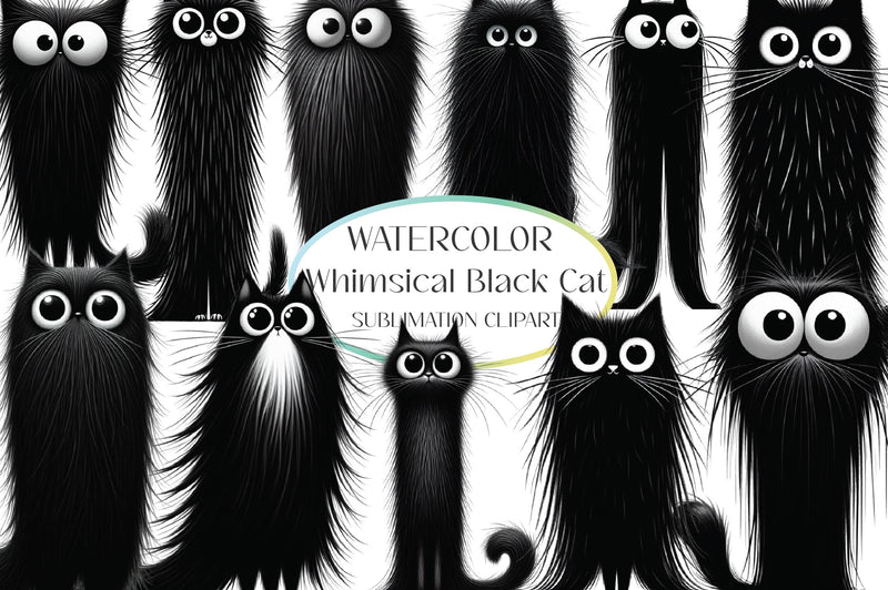 Whimsical Black Cat Clipart Bundle 3 - CraftNest - Digital Crafting and Art
