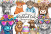 Cute Easter Day Highland Cow Clipart Bundle