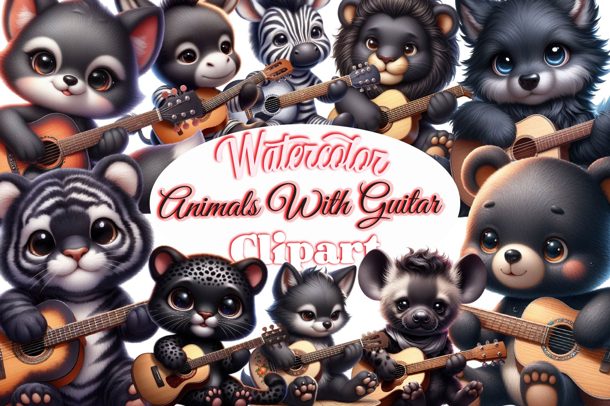 Animals With Guitar Clipart Bundle - CraftNest - Digital Crafting and Art