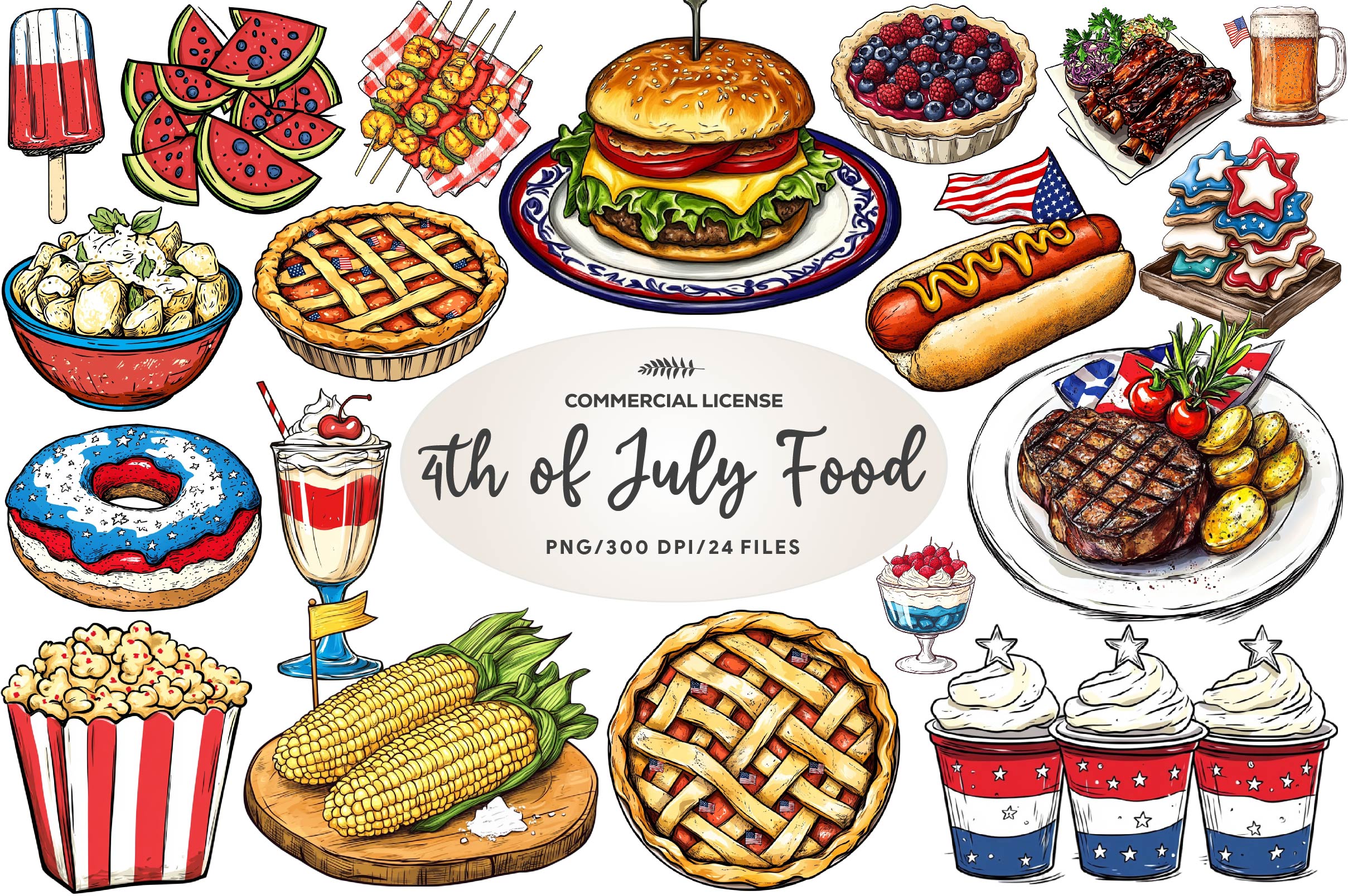 4th Of July Food Clipart Bundle - CraftNest - Digital Crafting and Art