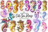 Summer Cute Sea Horse Clipart Bundle