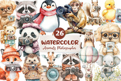 Cute Animals Photographer Clipart Bundle - CraftNest - Digital Crafting and Art