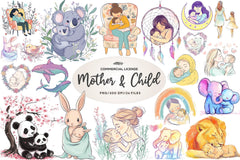 Pastel Mothers & Child Clipart Bundle - CraftNest - Digital Crafting and Art