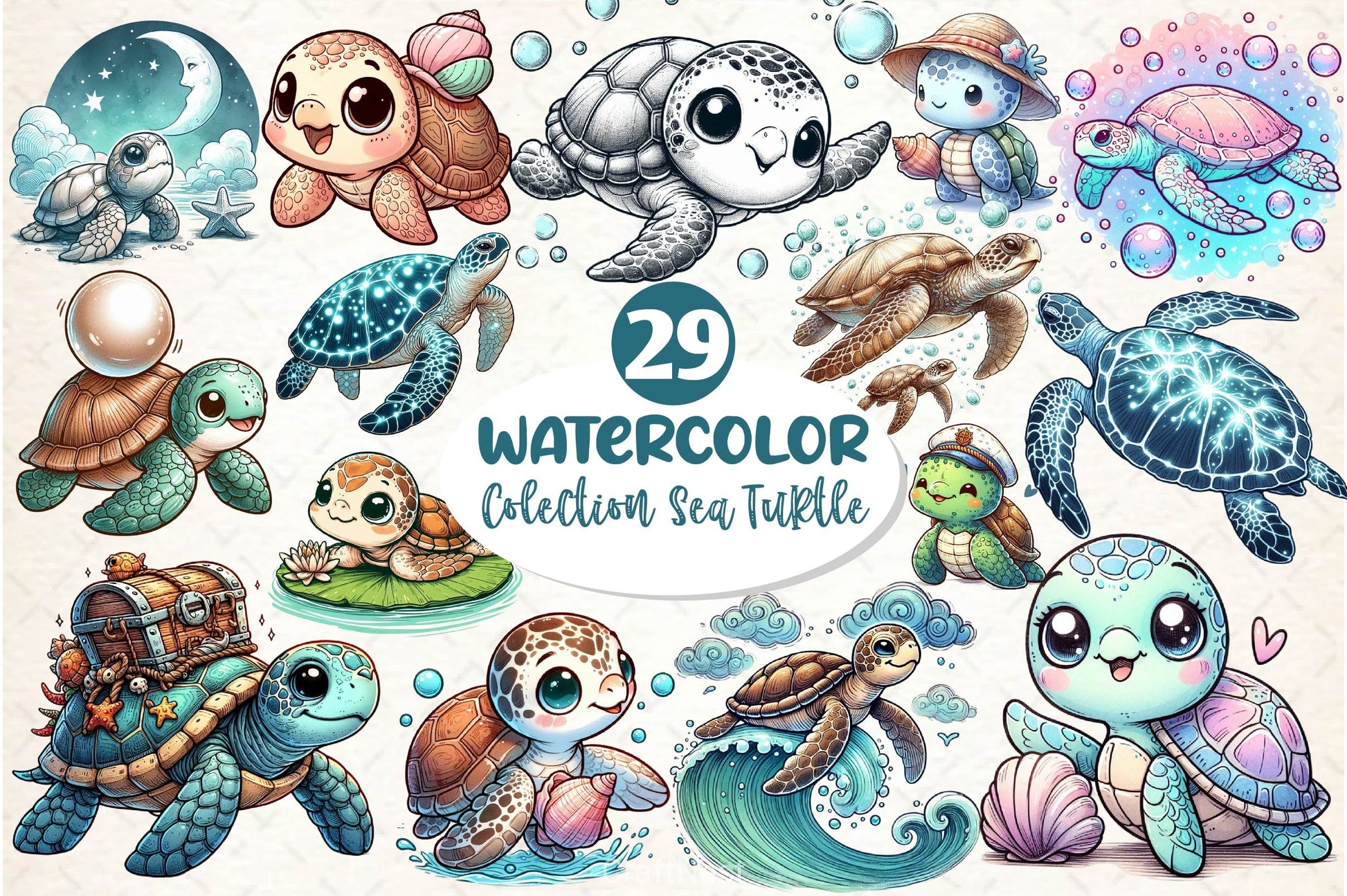 Collection Sea Turtle Clipart Bundle - CraftNest - Digital Crafting and Art