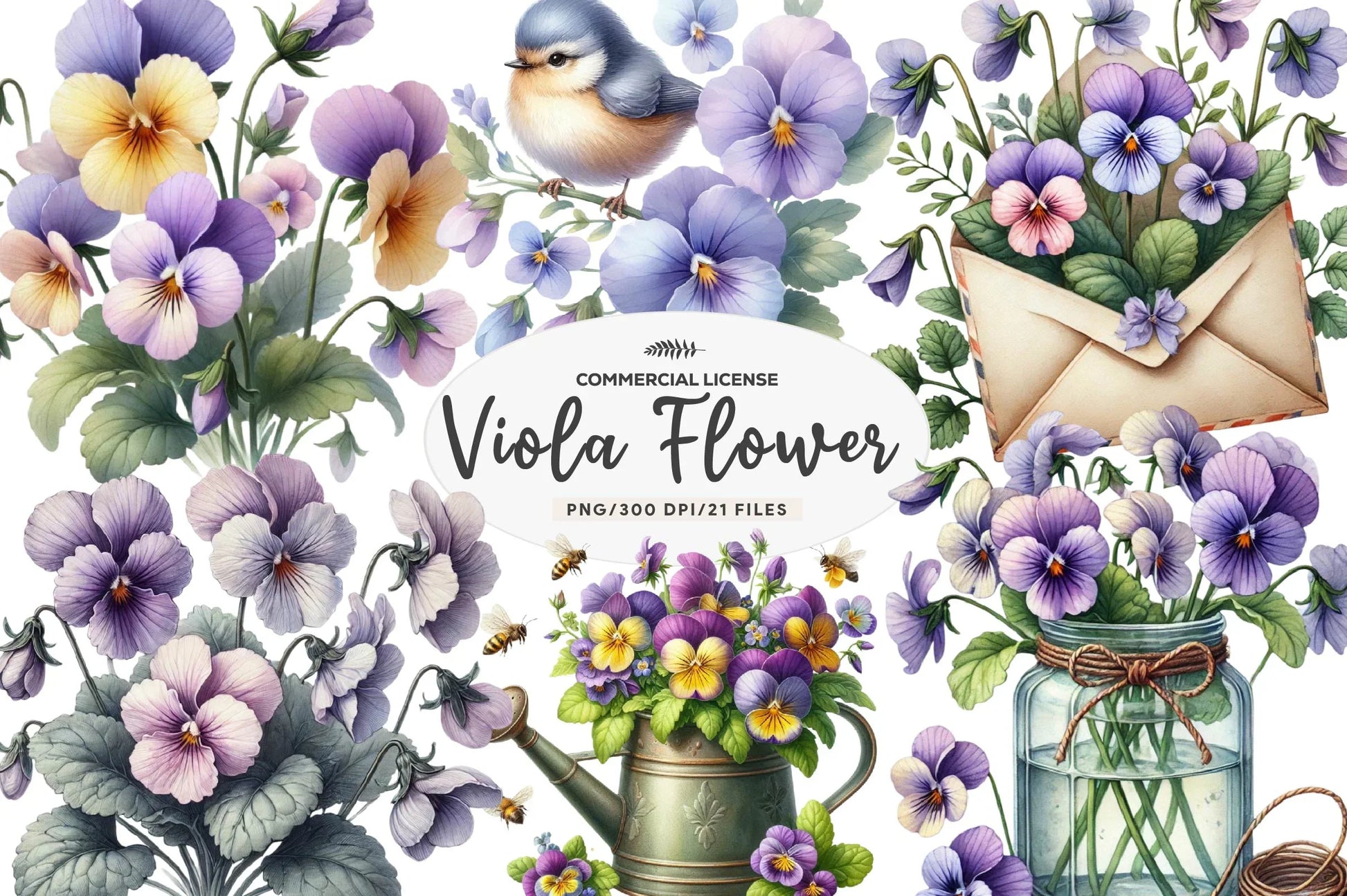 Spring Viola Flower Clipart Bundle - CraftNest - Digital Crafting and Art
