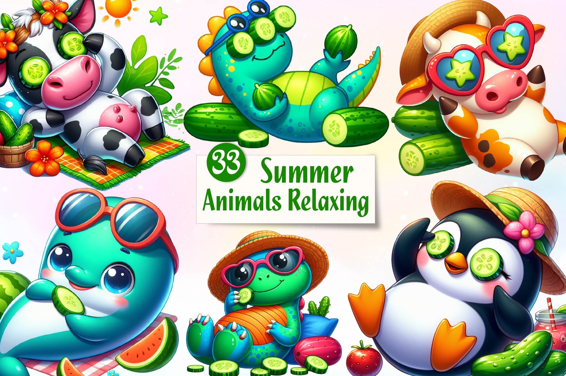 Summer Animals Relaxing Clipart Bundle - CraftNest - Digital Crafting and Art