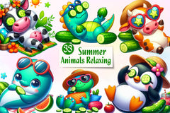 Summer Animals Relaxing Clipart Bundle - CraftNest - Digital Crafting and Art