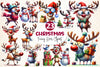 Funny Christmas Deer Clipart Bundle 2