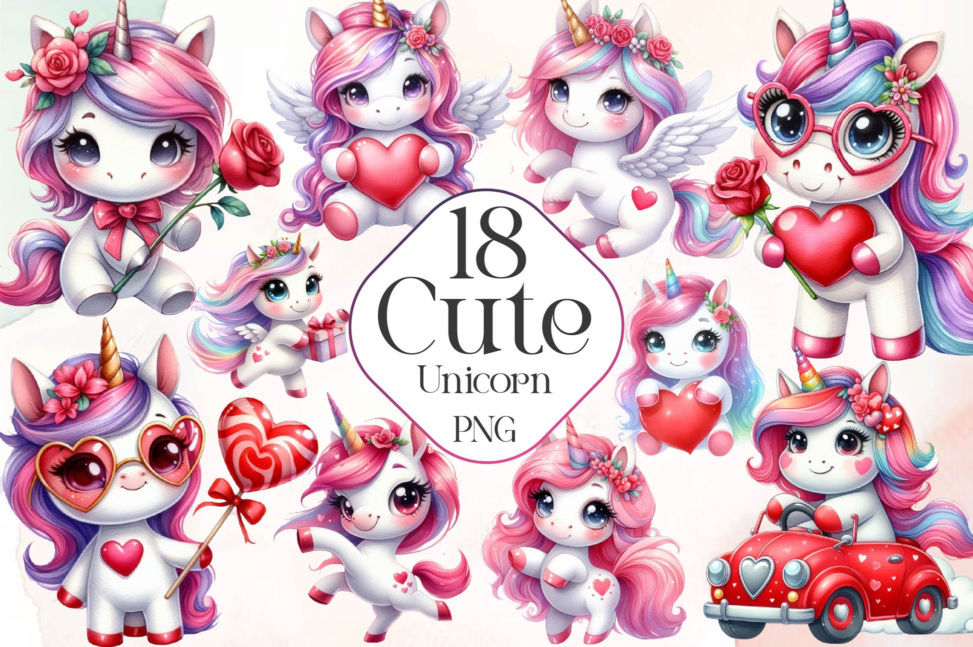 Cute Unicorn Clipart Bundle 3 - CraftNest - Digital Crafting and Art