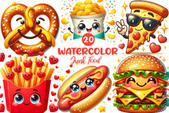 Cute Junk Food Clipart Bundle - CraftNest - Digital Crafting and Art