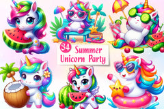Funny Unicorn In Pool Party Clipart Bundle - CraftNest - Digital Crafting and Art