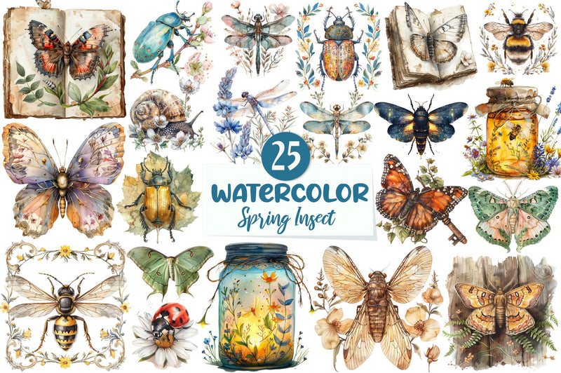 Vintage Spring Insect Clipart Bundle - CraftNest - Digital Crafting and Art