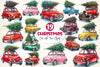 Christmas Car With Tree Clipart Bundle