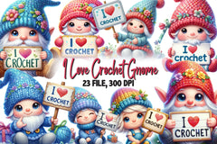 I Love Crochet Gnome Clipart Bundle - CraftNest - Digital Crafting and Art