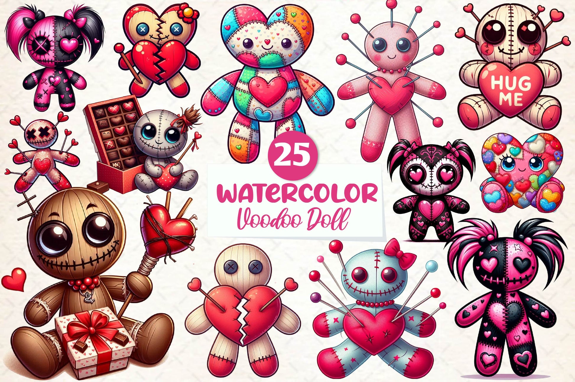 Valentines Day Voodoo Doll Clipart Bundle - CraftNest - Digital Crafting and Art