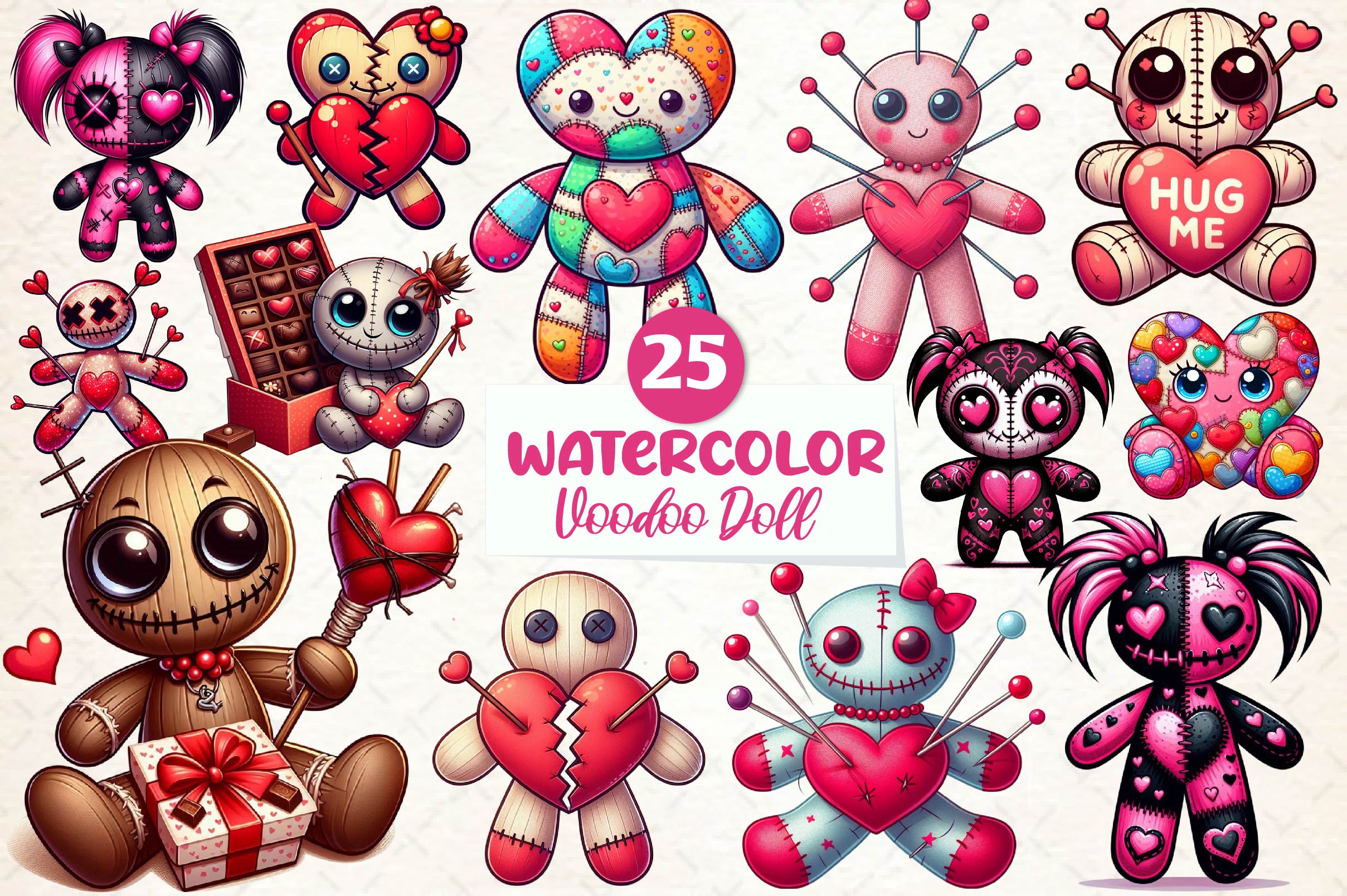 Valentines Day Voodoo Doll Clipart Bundle - CraftNest - Digital Crafting and Art