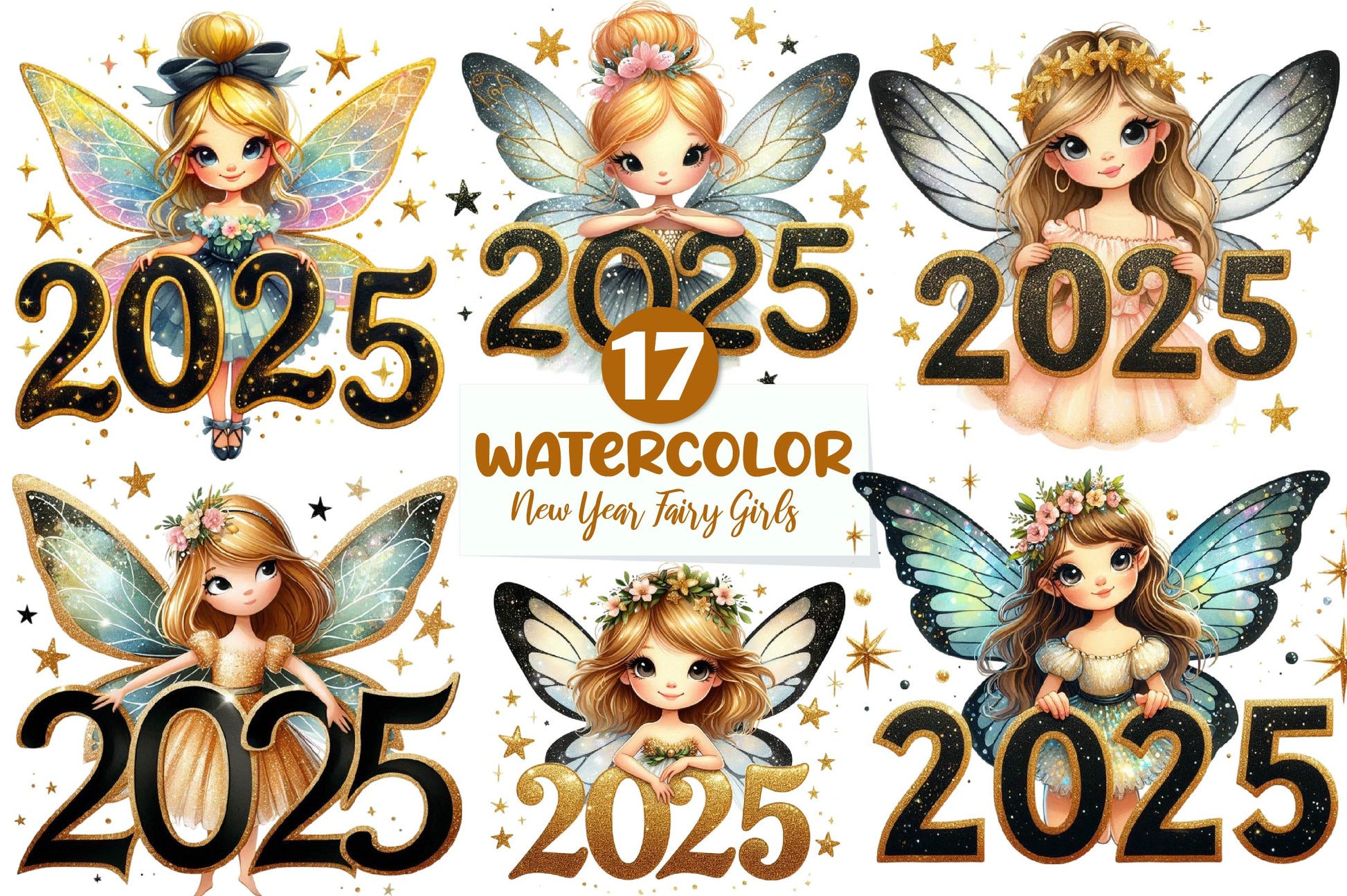 New Year Fairy Girls Clipart Bundle - CraftNest - Digital Crafting and Art