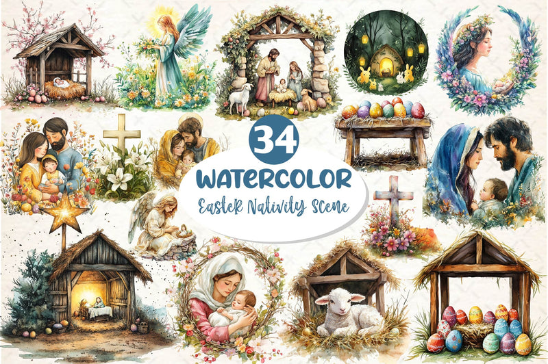 Easter Nativity Scene Clipart Bundle 2 - CraftNest - Digital Crafting and Art