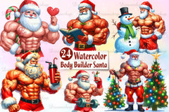 Body Builder Claus Santa Clipart Bundle - CraftNest - Digital Crafting and Art