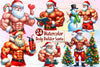 Body Builder Claus Santa Clipart Bundle