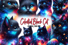 Celestial Black Cat Magic Cat Clipart Bundle - CraftNest - Digital Crafting and Art