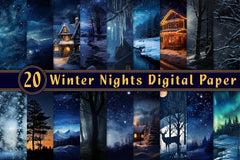 Winter Nights Digital Paper - CraftNest - Digital Crafting and Art