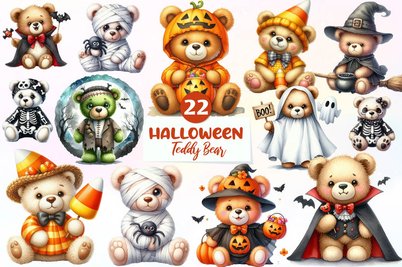 Teddy Bear Baby 1st Halloween Clipart Bundle - CraftNest - Digital Crafting and Art