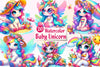 Cute Summer Unicorn Clipart Bundle