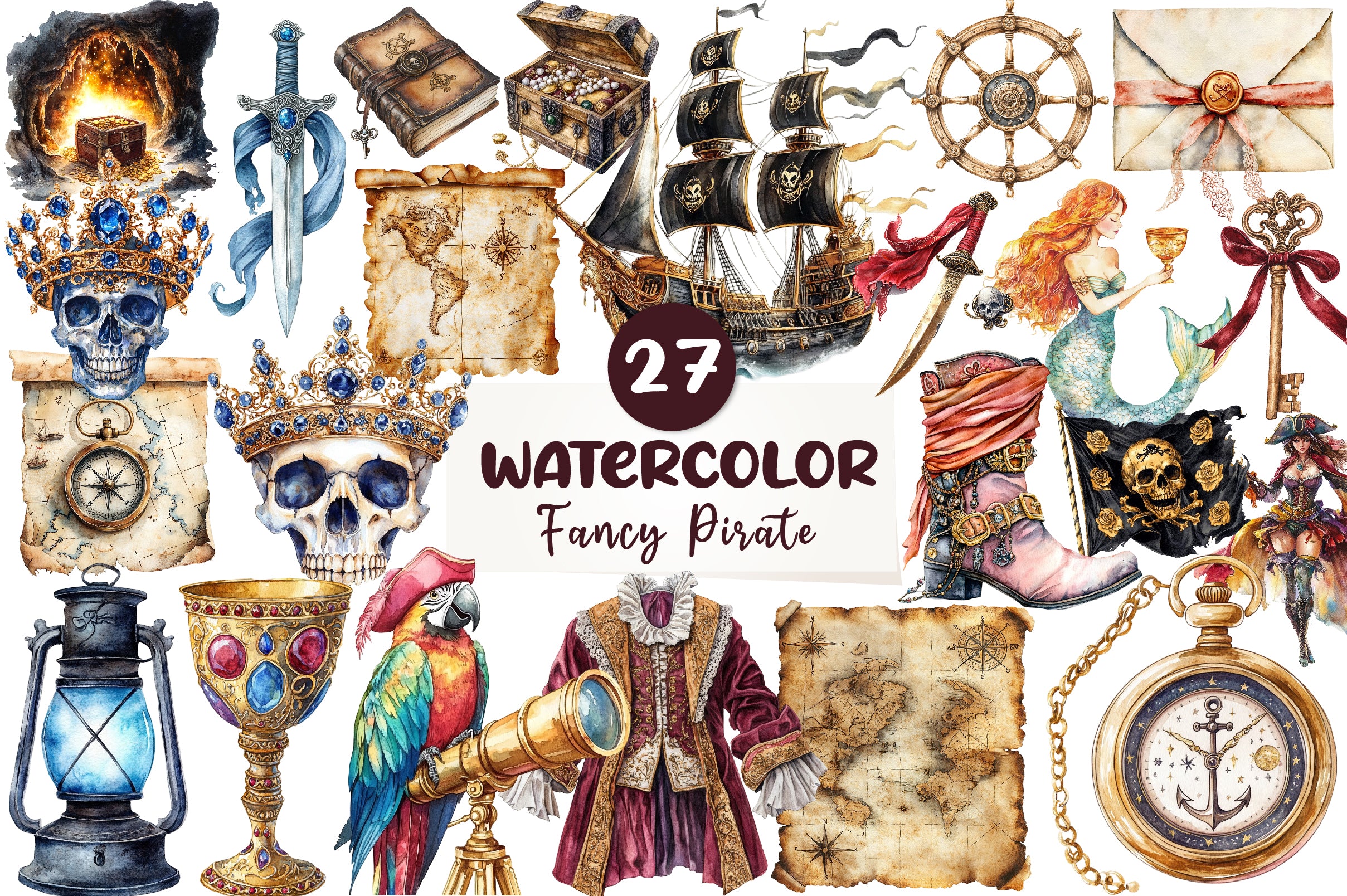 Fancy Pirate Core Clipart Bundle - CraftNest - Digital Crafting and Art
