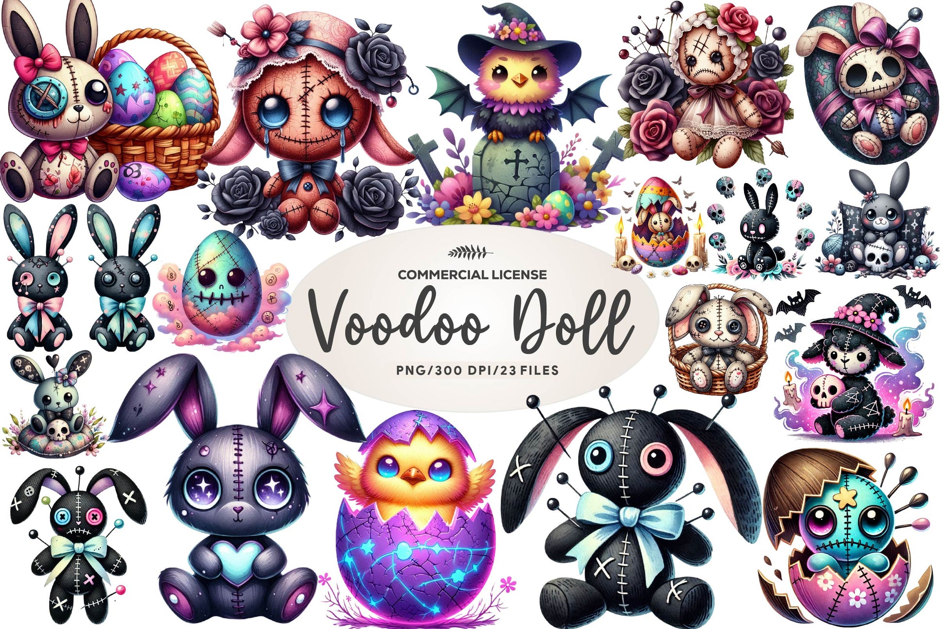 Easter Gothic Voodoo Doll Clipart Bundle - CraftNest - Digital Crafting and Art