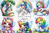 Cute Fairy Unicorn Clipart Bundle 1