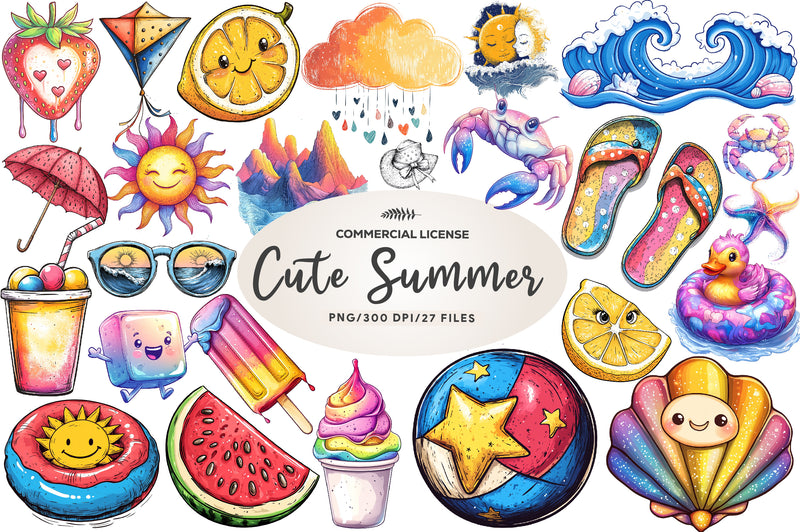 Abstracts Cute Summer Clipart Bundle - CraftNest - Digital Crafting and Art