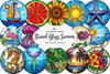 Round Stained Glass Summer Clipart Bundle 1