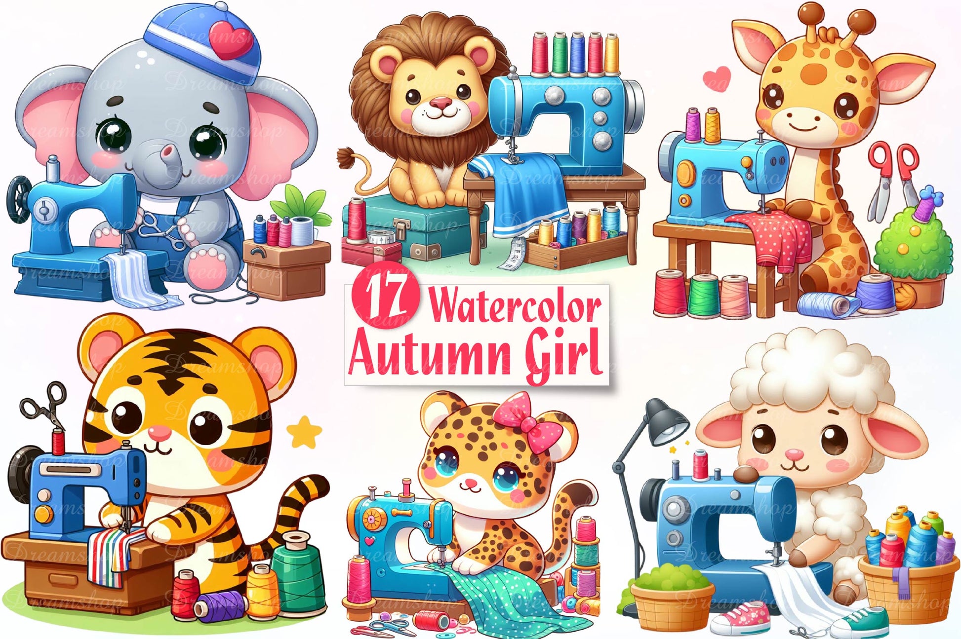 Cute Tailor Animals Clipart Bundle - CraftNest - Digital Crafting and Art