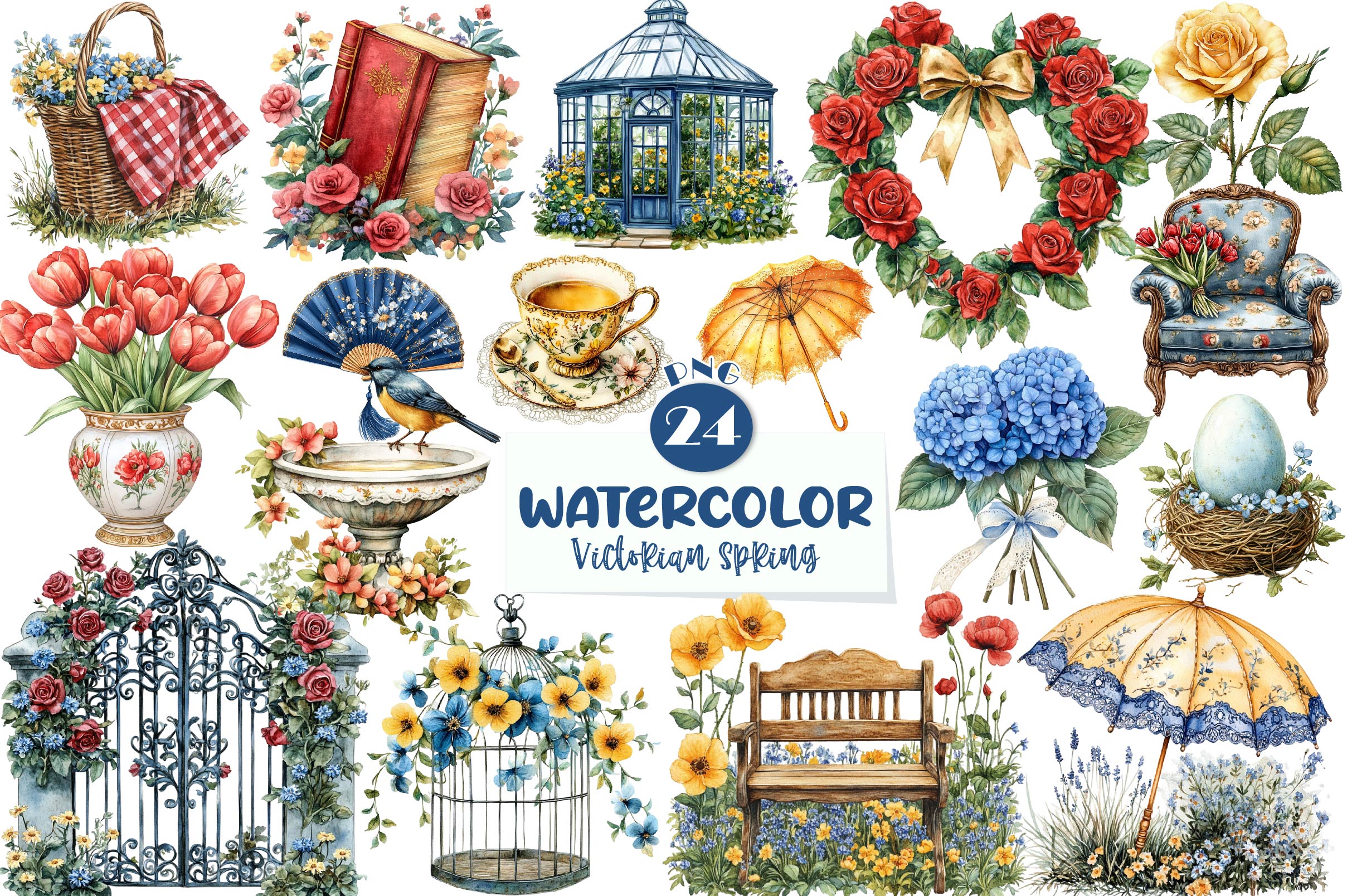 Beautiful Victorian Spring Clipart Bundle - CraftNest - Digital Crafting and Art