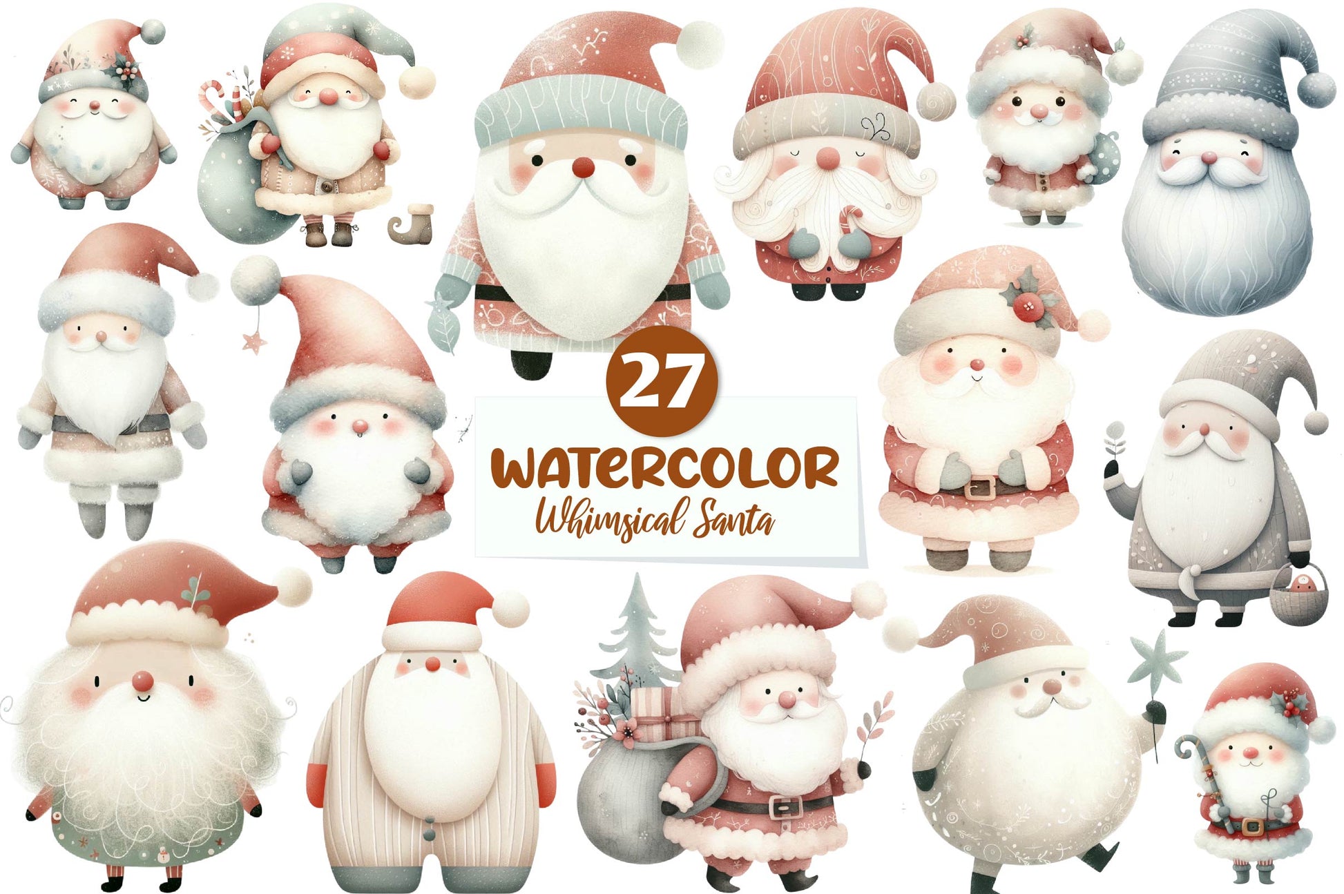 Christmas Whimsical Santa Clipart Bundle - CraftNest - Digital Crafting and Art