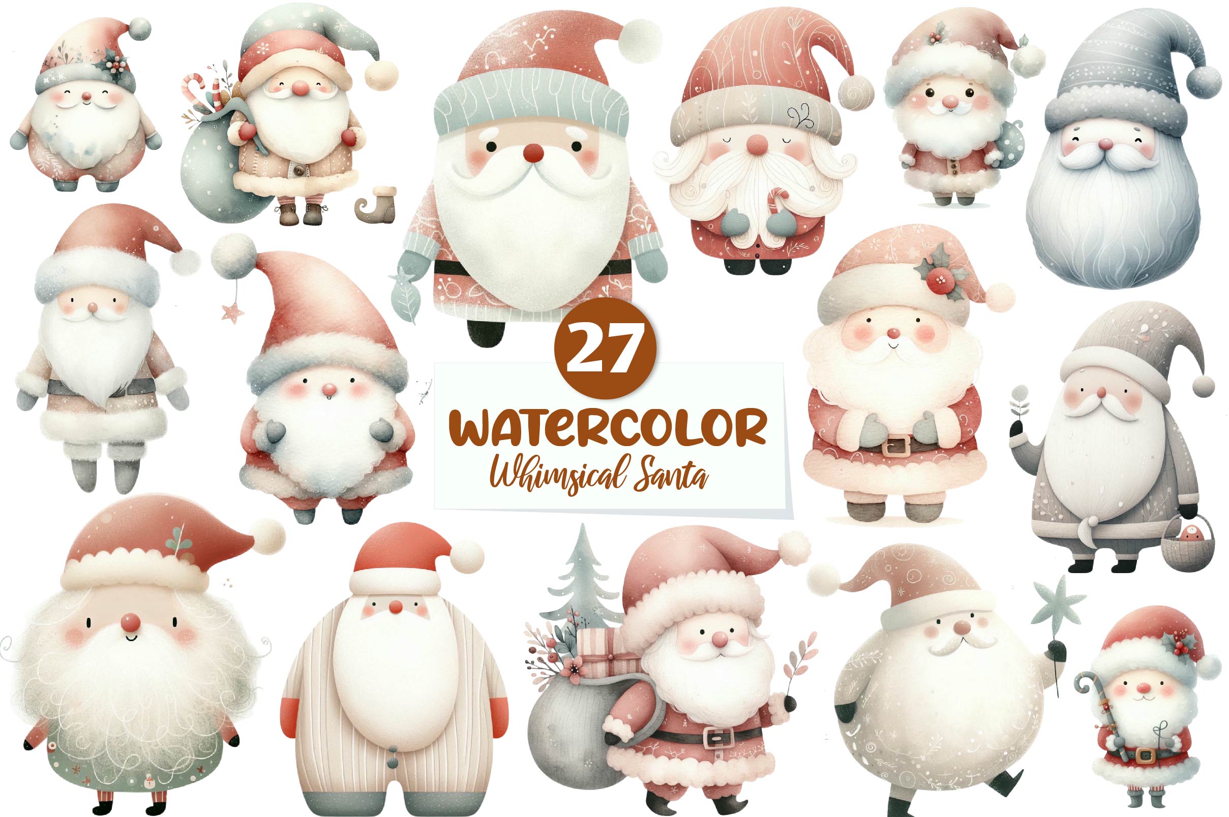 Christmas Whimsical Santa Clipart Bundle - CraftNest - Digital Crafting and Art
