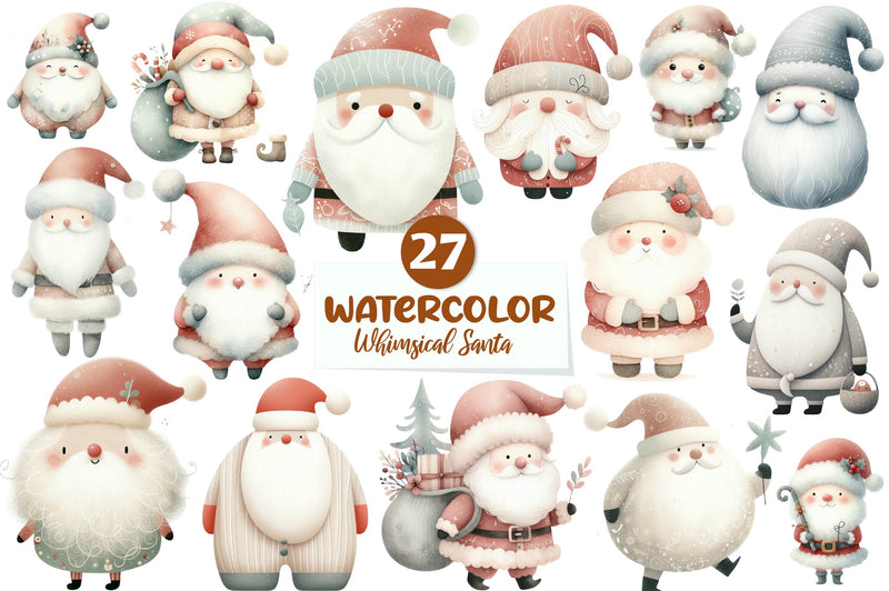 Christmas Whimsical Santa Clipart Bundle - CraftNest - Digital Crafting and Art