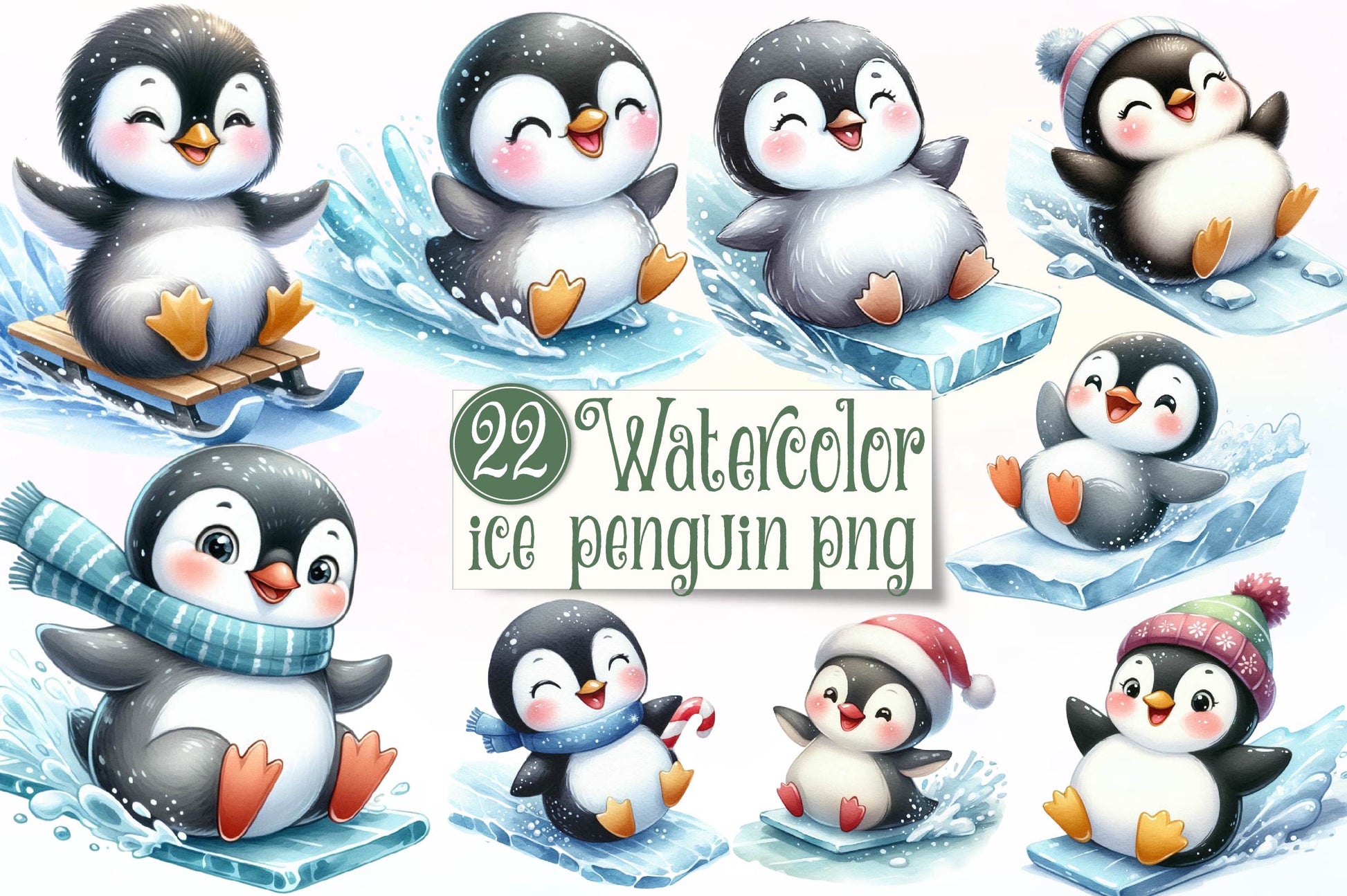 Ice Penguin Clipart Bundle - CraftNest - Digital Crafting and Art