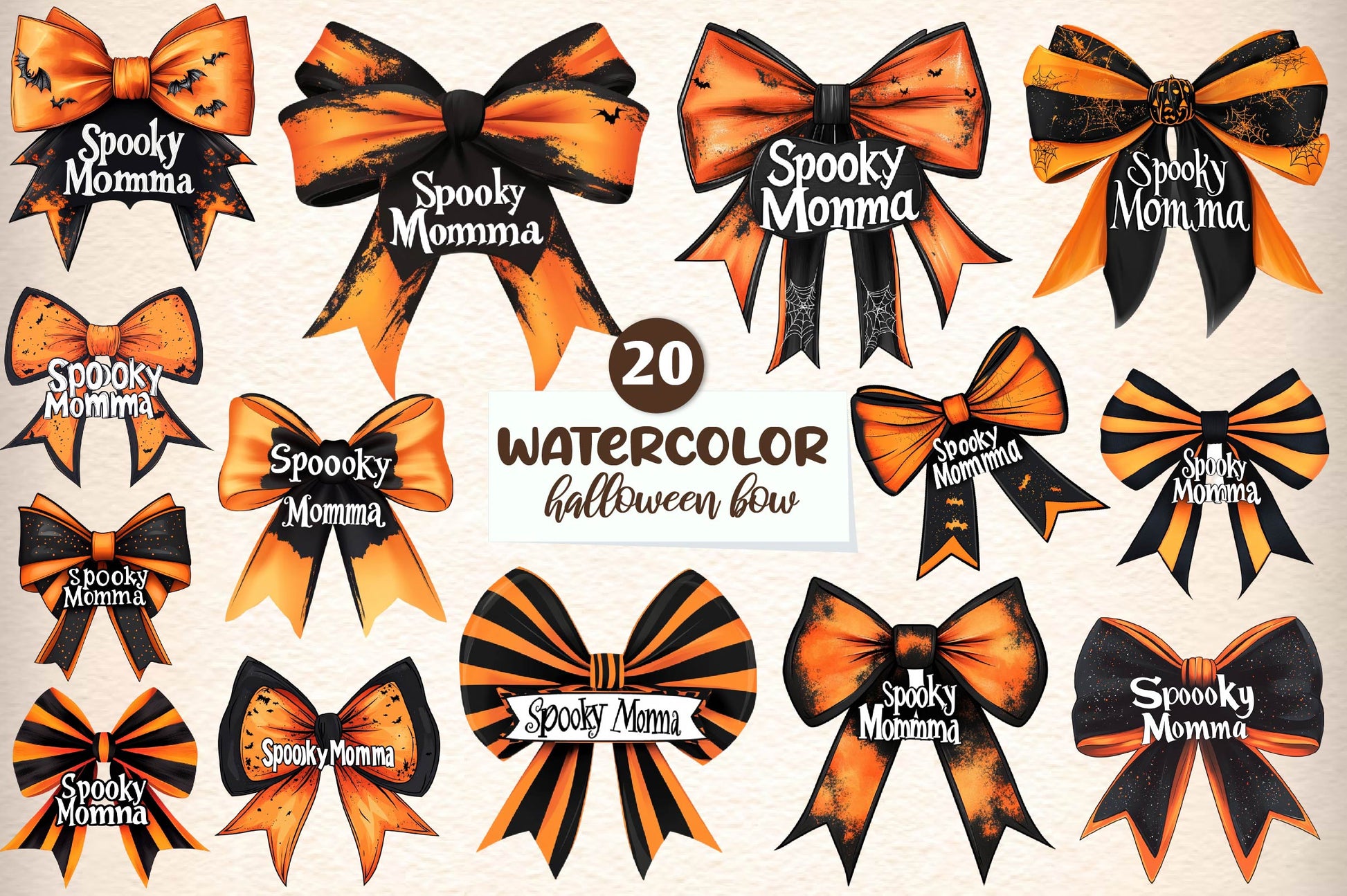 Spooky Momma Bow Halloween Clipart Bundle - CraftNest - Digital Crafting and Art