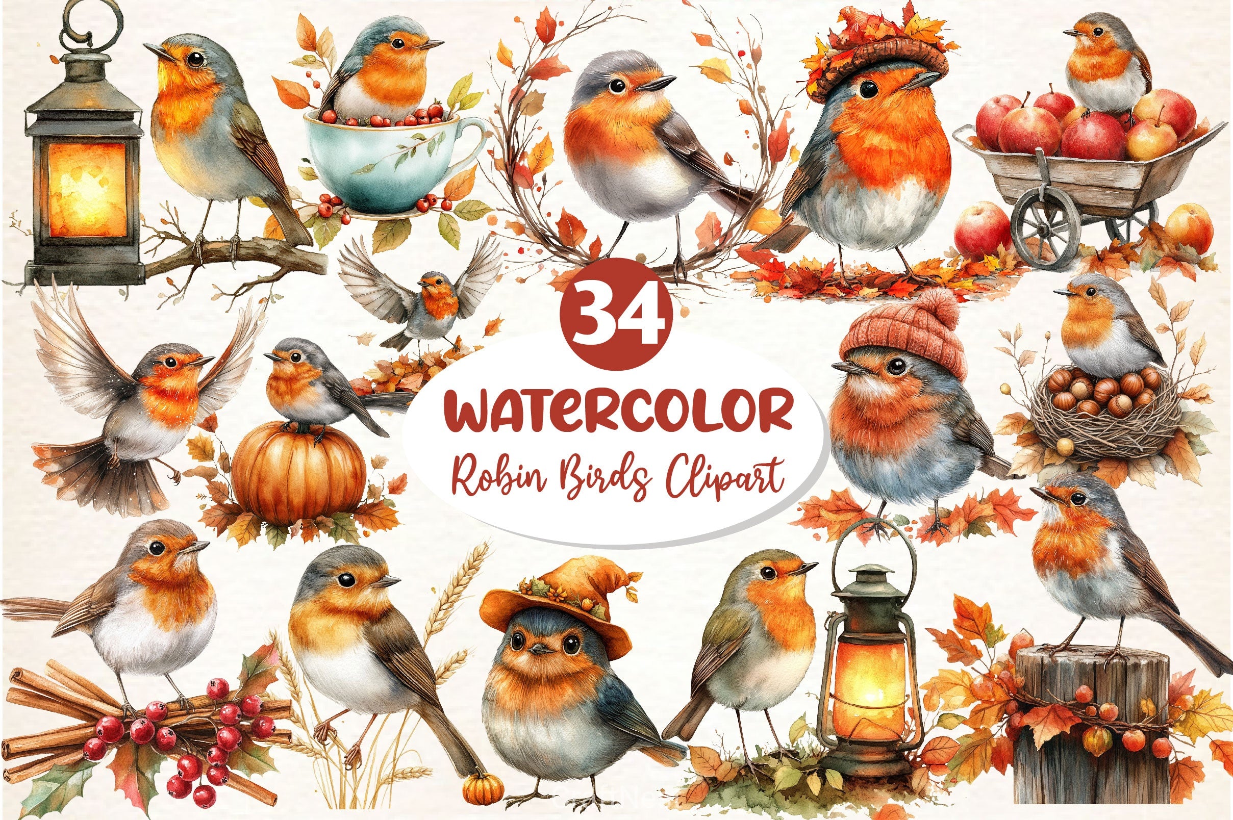 Robin Birds Clipart Bundle - CraftNest - Digital Crafting and Art