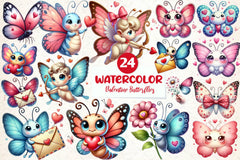 Valentine Butterflies Clipart Bundle - CraftNest - Digital Crafting and Art