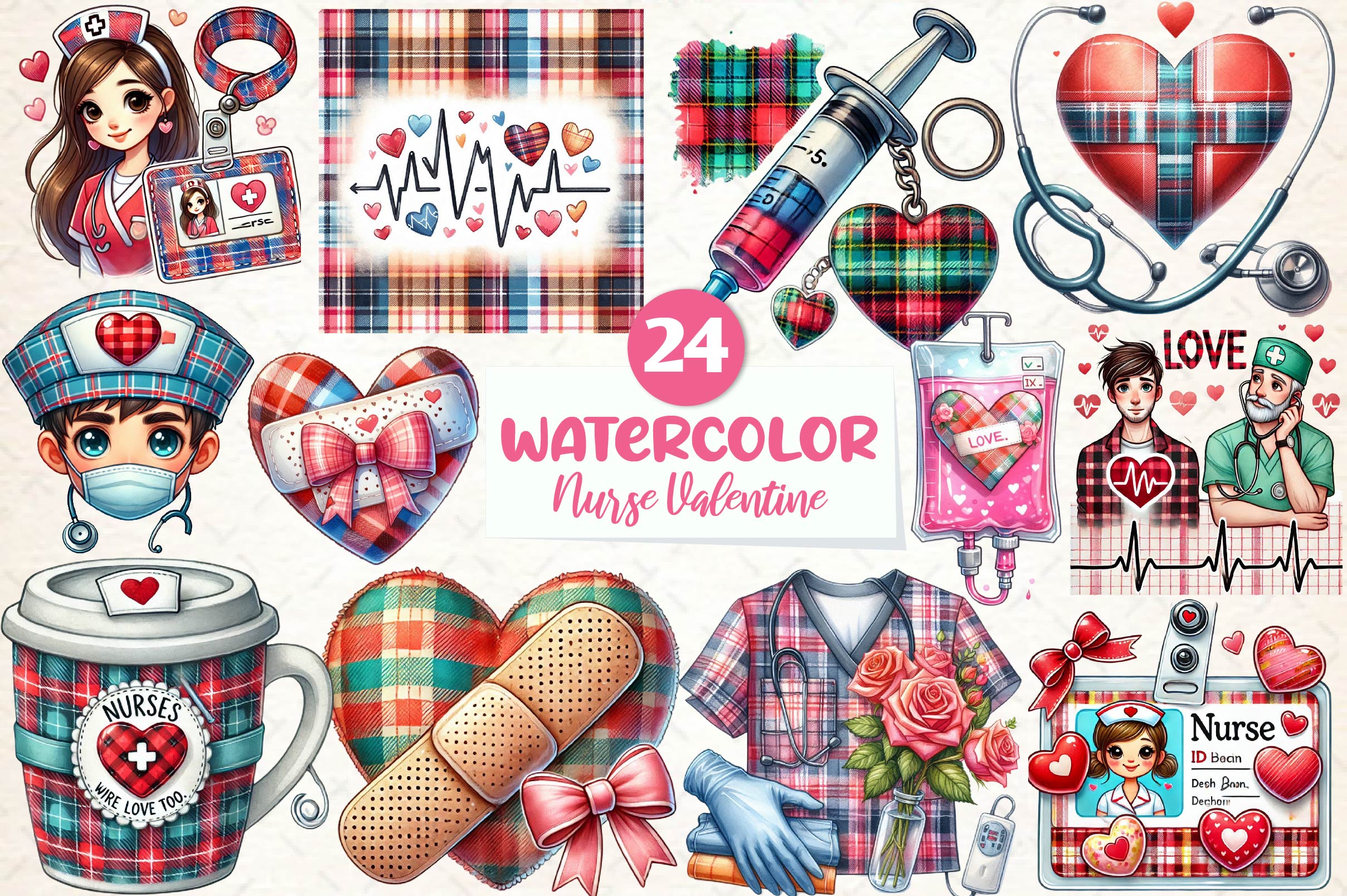 Nurse Valentine Clipart Bundle - CraftNest - Digital Crafting and Art
