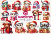 Christmas Animals Gift Box Clipart Bundle